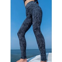 Hoge Taille Legging Zwart Grijs Feather