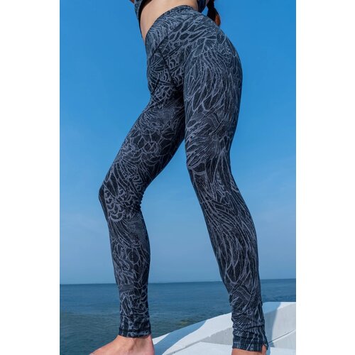 Funky Simplicity - Duurzame Yoga Kleding Hoge Taille Legging Zwart Grijs Feather