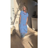 Lange Geborduurde Jurk Lavendel Blue