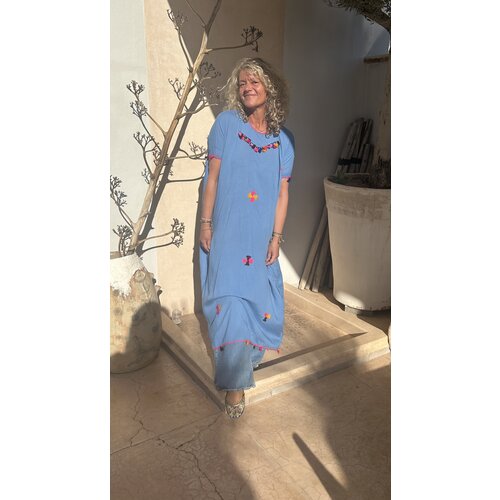 Long Embroidered Dress Lavendel Blue Long Embroidered Dress Lavendel Blue