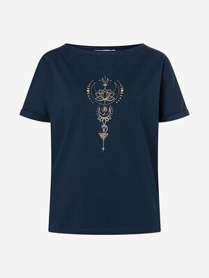 The Spirit of Om- Yoga Kleding van Biologisch Katoen Shirt Eka Padma Deep Blue