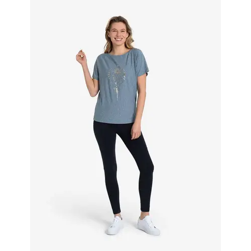 The Spirit of Om- Yoga Kleding van Biologisch Katoen Shirt Blue Melange Gold