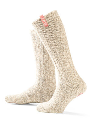 Soxs - Hippe Wollen Sokken Woolen Socks Antislip in Beige Wool Label Rose Shadow Knee High