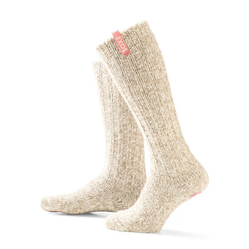 Soxs - Hippe Wollen Sokken Wollen Sokken Antislip in Beige Wol Label Rose Shadow Kniehoog