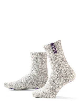 Soxs - Hippe Wollen Sokken Wollen Sokken Antislip in Grijze Wol Label Imperial Purple Medium