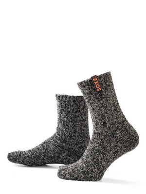 Soxs - Hippe Wollen Sokken Woolen Socks Antislip in Dark Grey Wool Label Moonless Night Medium