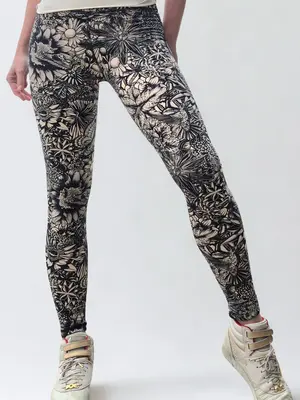 Funky Simplicity - Duurzame Yoga Kleding High Waist Legging Bloom Cream Black
