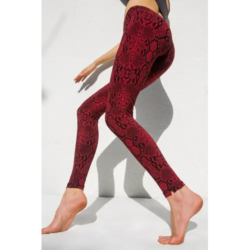 Funky Simplicity - Duurzame Yoga Kleding Hoge Taille Legging Red Snake