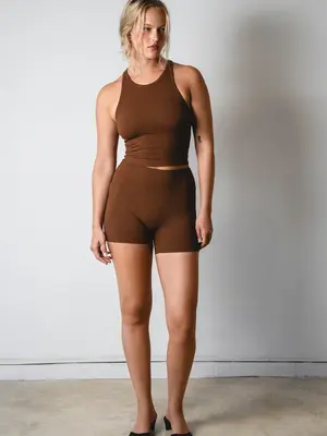 Studio K Yogawear- Yoga en Lounge Kleding Rib Tank Chocolate