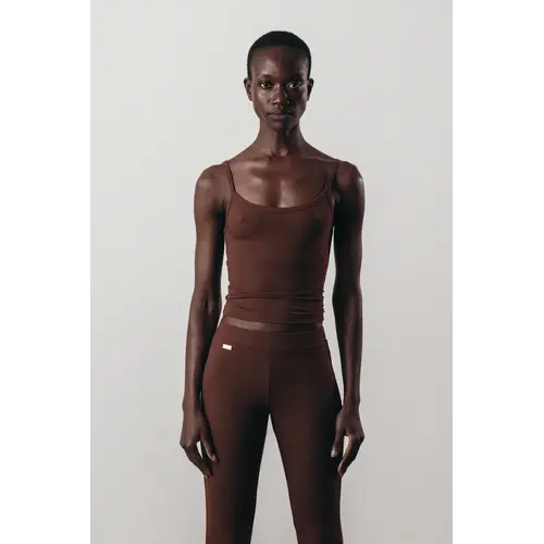 Studio K Yogawear- Yoga en Lounge Kleding Rib Singlet Chocolate