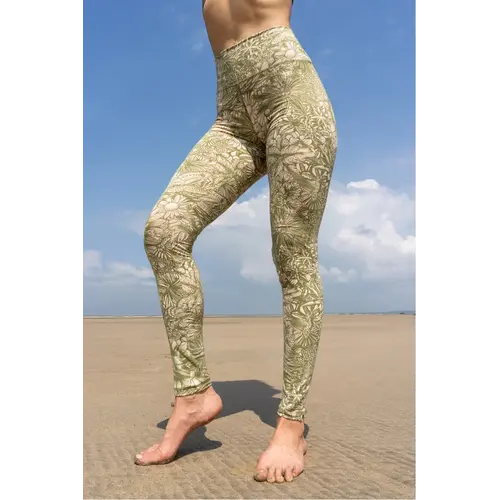 Funky Simplicity - Duurzame Yoga Kleding Hoge Taille Legging Bloom Cream Olive