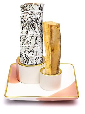 Phoenix Import Keramische smudge en palo santo brander roze/wit/goud