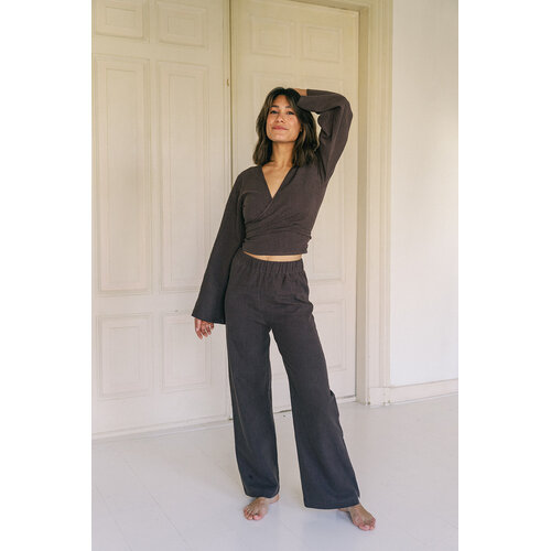 The View Yoga- Verantwoorde Yoga en Lounge Kleding Lijn Linen Top Brown