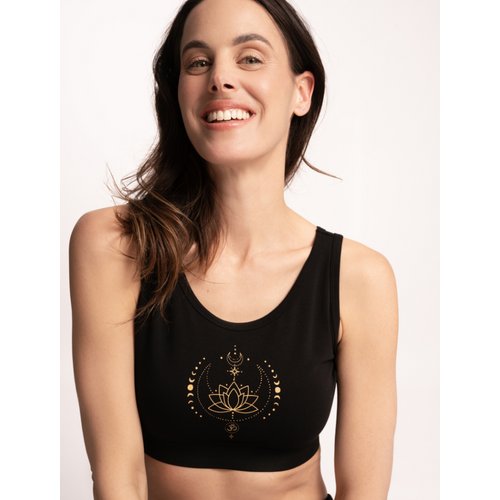 The Spirit of Om- Yoga Kleding van Biologisch Katoen Yoga Bra Padma Zwart