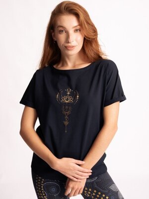 The Spirit of Om- Yoga Kleding van Biologisch Katoen Shirt Eka Padma Deep Blue