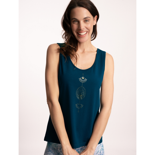 The Spirit of Om- Yoga Kleding van Biologisch Katoen Tanktop Vahita Petrol