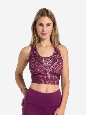 The Spirit of Om- Yoga Kleding van Biologisch Katoen Bra Buddhi Aubergine