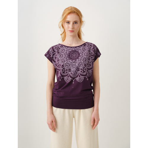 The Spirit of Om- Yoga Kleding van Biologisch Katoen Shirt Yamala Aubergine