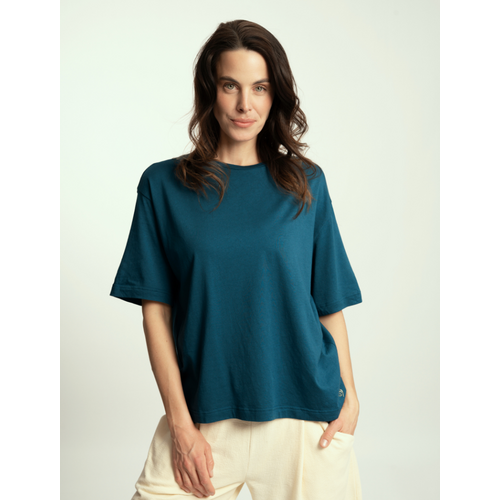 The Spirit of Om- Yoga Kleding van Biologisch Katoen Shirt Chandra Petrol