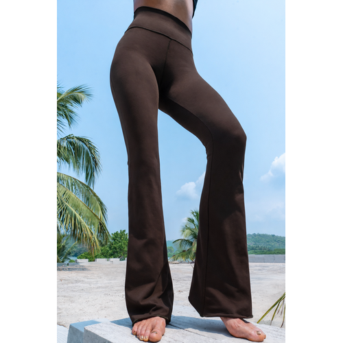 Funky Simplicity - Duurzame Yoga Kleding Flare Legging Bruin Super High Waist