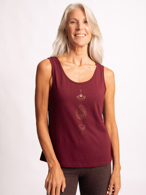 The Spirit of Om- Yoga Kleding van Biologisch Katoen Tanktop Vahita Rood
