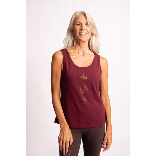 The Spirit of Om- Yoga Kleding van Biologisch Katoen Tanktop Vahita Rood