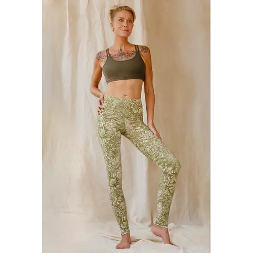 Funky Simplicity - Duurzame Yoga Kleding Hoge Taille Legging Bloom Cream Olive