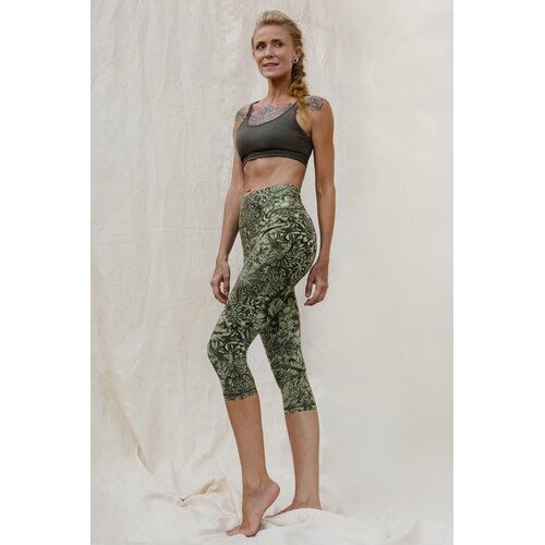 Funky Simplicity - Duurzame Yoga Kleding Capri 3/4 Leggings Bloom Groen Olijf