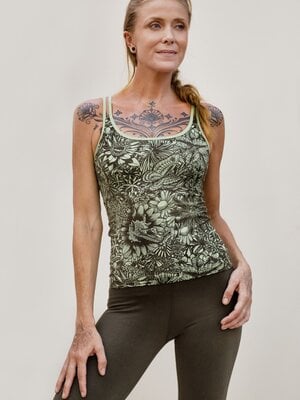 Funky Simplicity - Duurzame Yoga Kleding Cross Back Top Bloom Green Olive