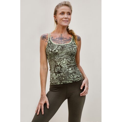Funky Simplicity - Duurzame Yoga Kleding Cross Back Top Bloom Green Olive
