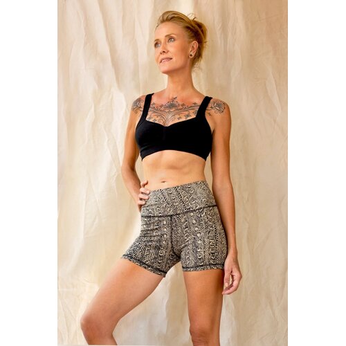 Funky Simplicity - Duurzame Yoga Kleding Short Hoge Taille Argus Creme Zwart