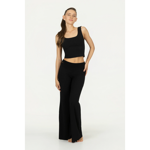 Urban Goddess - Duurzame Yoga- Pilates en Active Kleding Flow Wijde Yoga Broek Zwart