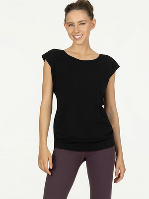 Urban Goddess - Duurzame Yoga- Pilates en Active Kleding Asana Yoga Tee Zwart