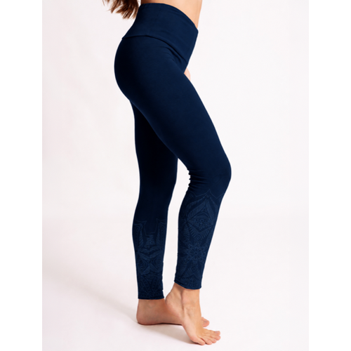 The Spirit of Om- Yoga Kleding van Biologisch Katoen Yoga Legging Indu Blauw