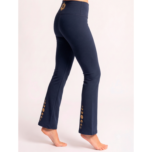 The Spirit of Om- Yoga Kleding van Biologisch Katoen Yoga Flare Legging Vipra Blauw