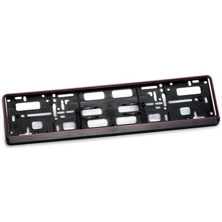 Kader ZWART met rode rand  (PP) voor nummerplaat 520x110mm