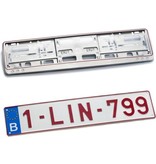 Kader GRIJS met rode rand  (PP) voor nummerplaat 520x110mm