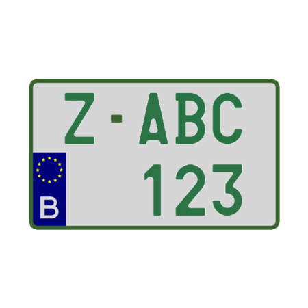 Handelaar Nummerplaat ALU (Vierkant België) 340 x 210mm GROEN