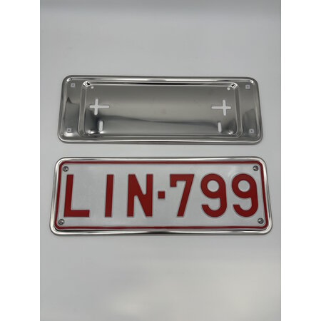 Kader Oud Formaat nummerplaat INOX CHROMÉ - 340 x 110 mm - 1 stuk