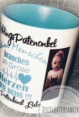 Tasse mit Foto und Spruch Patentante/Onkel,Oma oder Opa oder Tante.......