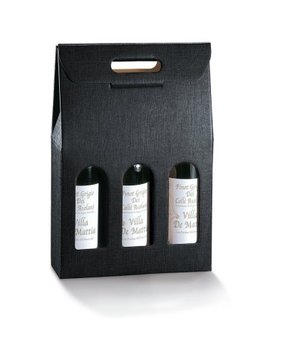 Wijncadeau doos (3 flessen, zwart) Wijncadeau doos (3 flessen, zwart)