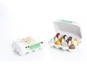 SJOKOLAT Assortiment chocolade paaseitjes in eierdoos  - 12 st
