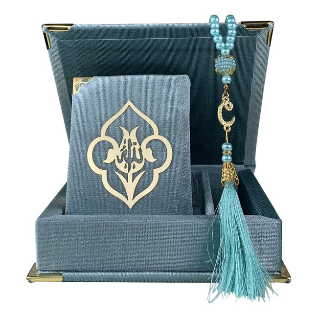 Mirac Luxury box with Koran and tesbih light bleu