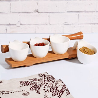 Mirac PORCELAIN SAUCE SCALES WITH BAMBOO HOLDER