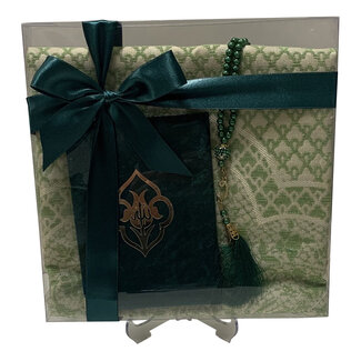 Mirac Giftset Tafta Green with Prayer Rug, Tasbih and Mushaf/Yasin book