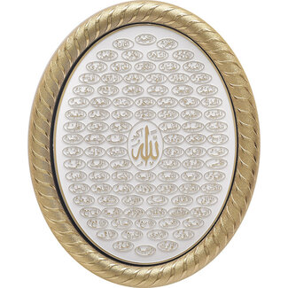 Mirac Islamic art with Esma ul Husna White/Gold