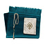 Mirac Gift set Turquoise with Velure prayer rug, Pearl Tasbih, Mushaf Yasin book