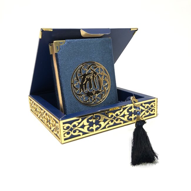 Mirac  Cardboard Luxury box with Koran and tesbih Dark blue