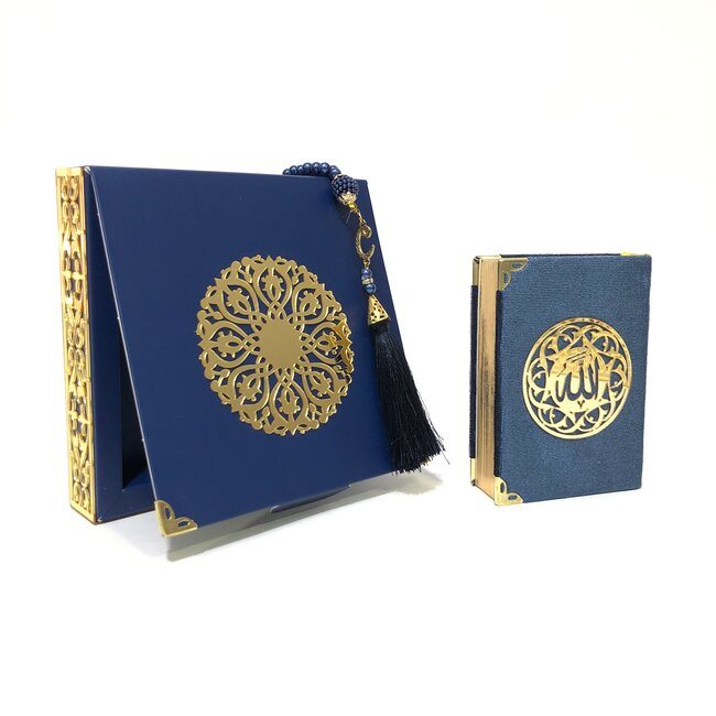 Mirac  Cardboard Luxury box with Koran and tesbih Dark blue