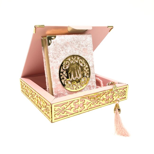 Mirac Karton Luxe box  met Koran en tesbih Roze